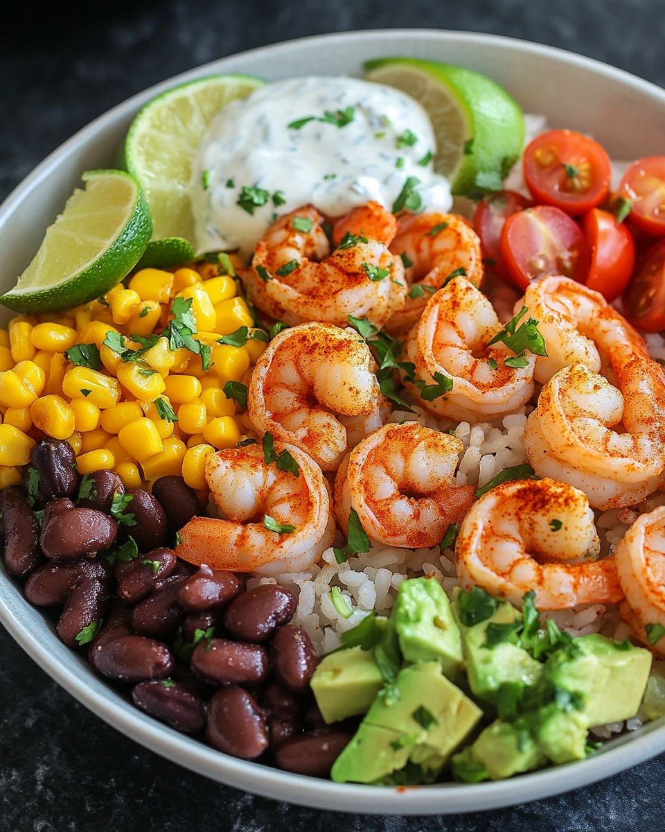 Healthy Shrimp Taco Bowl with Greek Yogurt Sauce