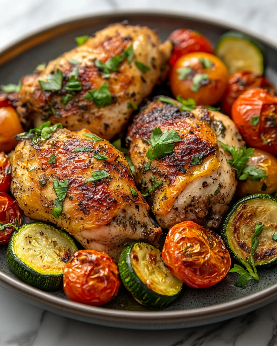 Simple Baked Chicken with Summer Veggies