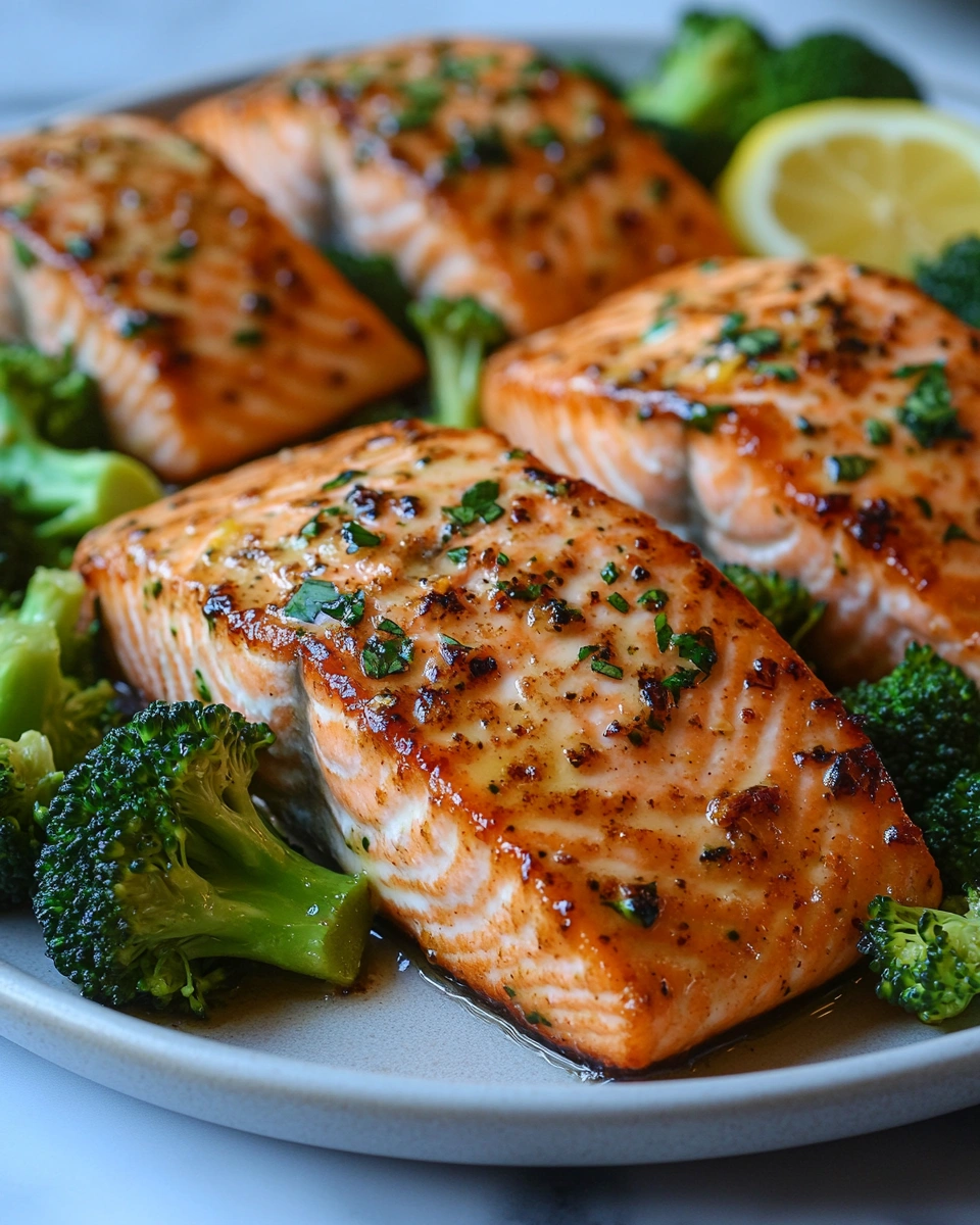 Garlic Butter Salmon with Broccoli