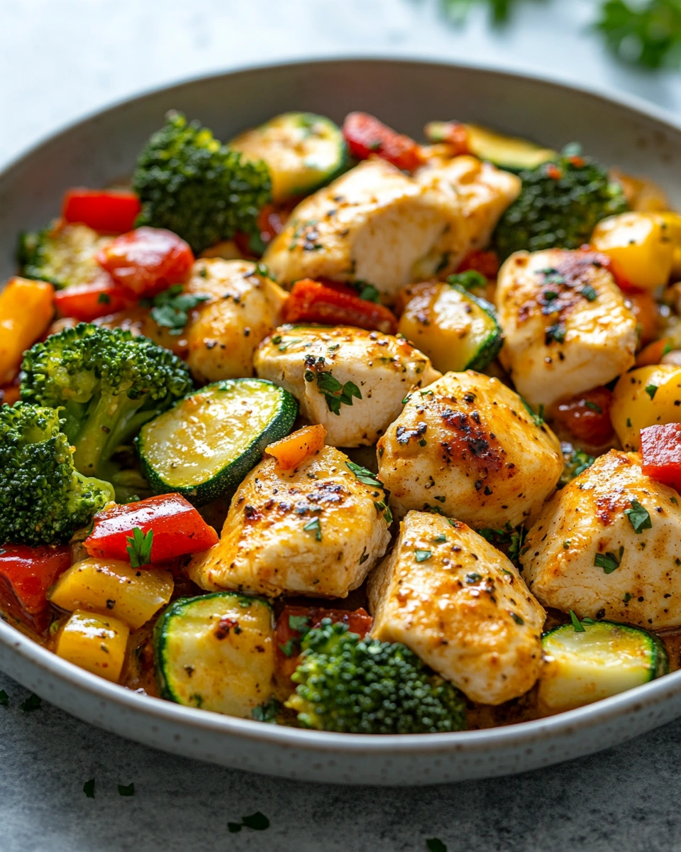 Quick One-Pan Cheesy Chicken and Veggie Skillet