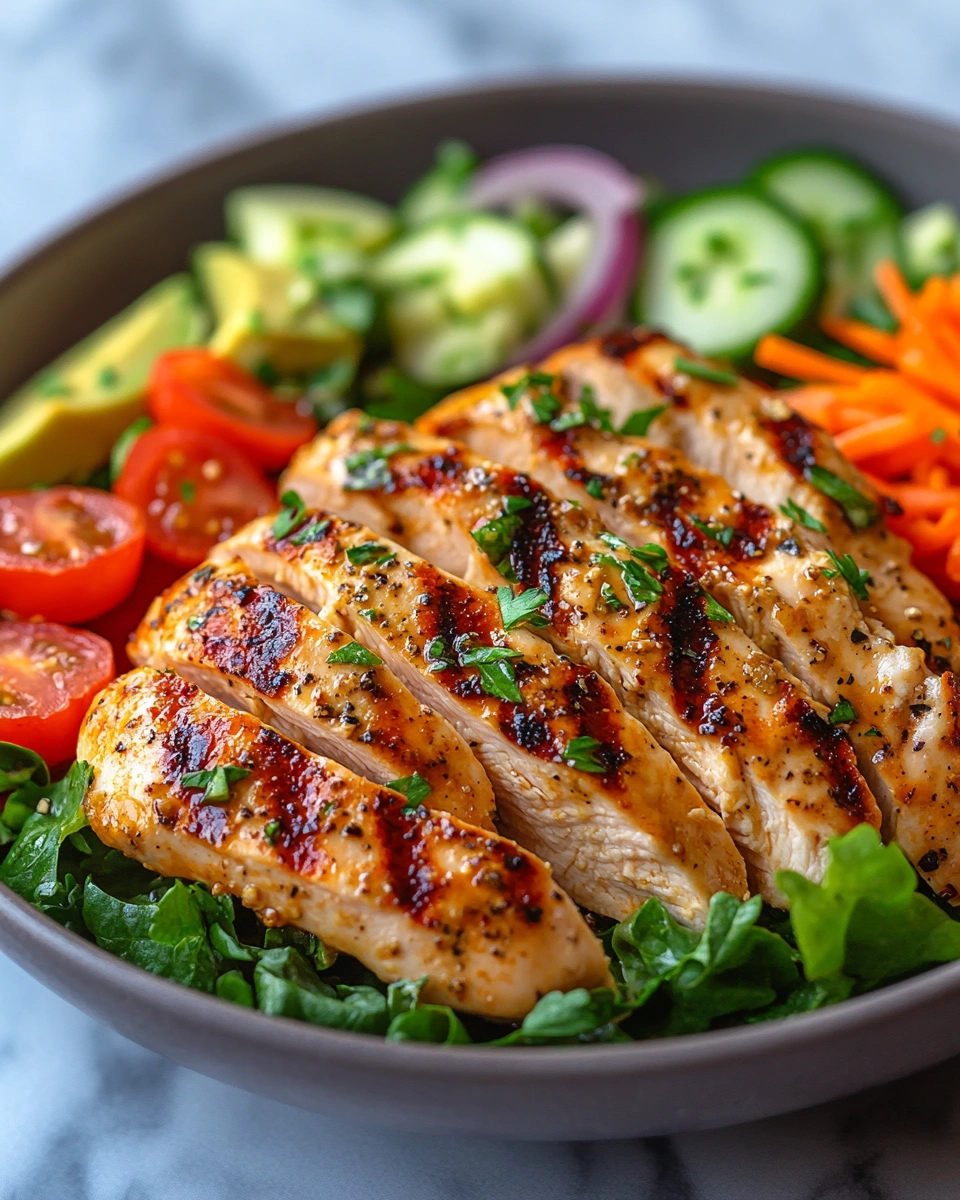 Light Grilled Chicken with Fresh Summer Salad Bowl