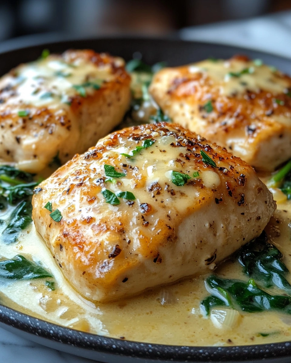 One Pan Creamy Chicken and Spinach