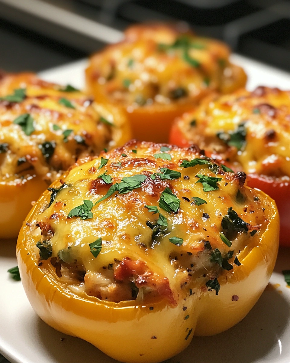Cheesy Chicken Stuffed Peppers (Low Carb)