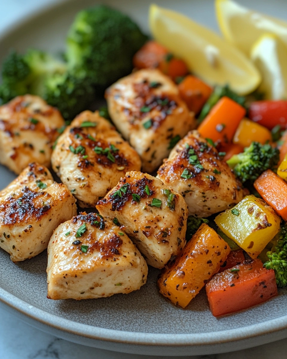 Garlic Butter Chicken Bites with Roasted Veggies