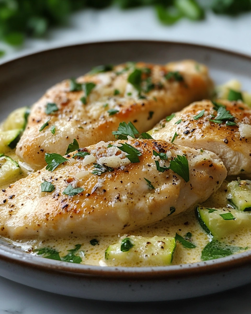 Light Creamy Chicken Zucchini Skillet