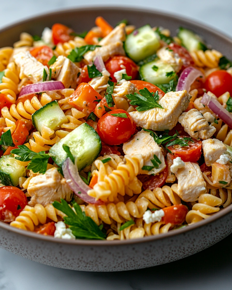 High-Protein Chicken Pasta Salad with Light Dressing