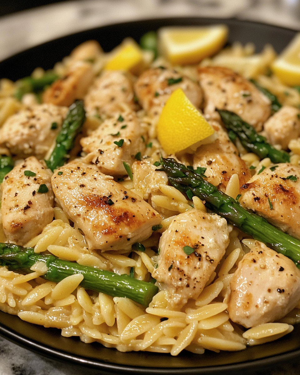 Easy High Protein Chicken Orzo with Asparagus & Greek Yogurt Sauce – The Best Comfort Food You’ll Ever Try