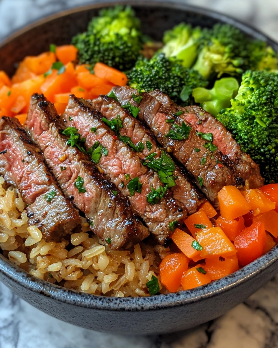Garlic Steak & Brown Rice Bowl